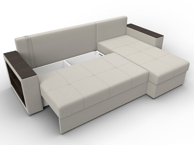 Диван угловой Дубай Лайт угол универсальный, Рогожка, Амур 02 бежевый