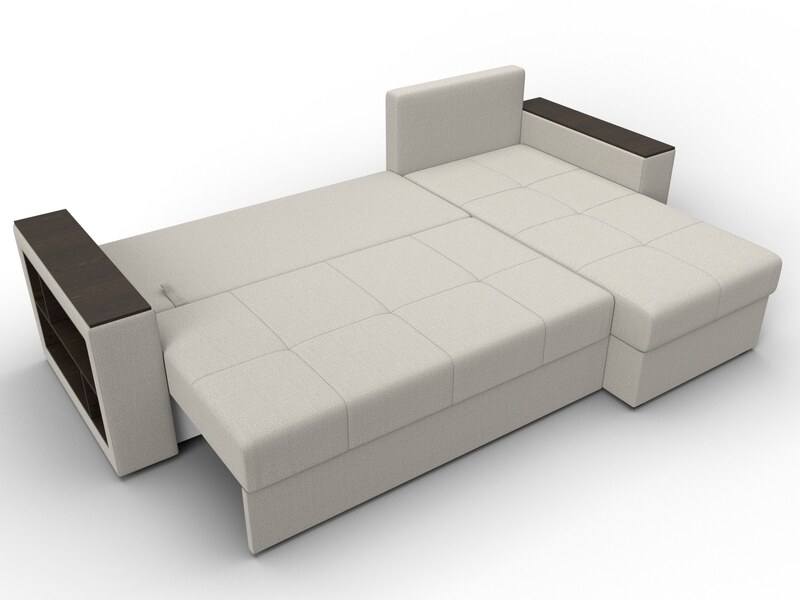 Диван угловой Дубай Лайт угол универсальный, Рогожка, Амур 02 бежевый