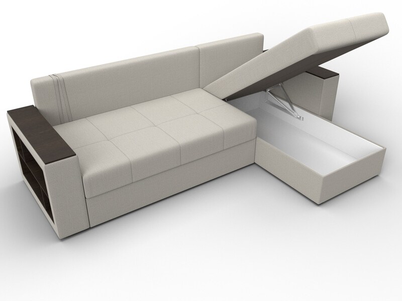 Диван угловой Дубай Лайт угол универсальный, Рогожка, Амур 02 бежевый