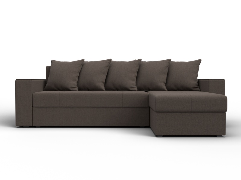 Диван угловой Дубай Лайт угол универсальный, Рогожка, Амур 05 коричневый
