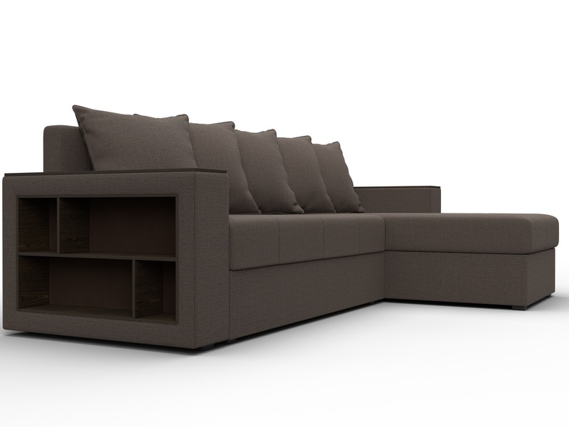 Диван угловой Дубай Лайт угол универсальный, Рогожка, Амур 05 коричневый