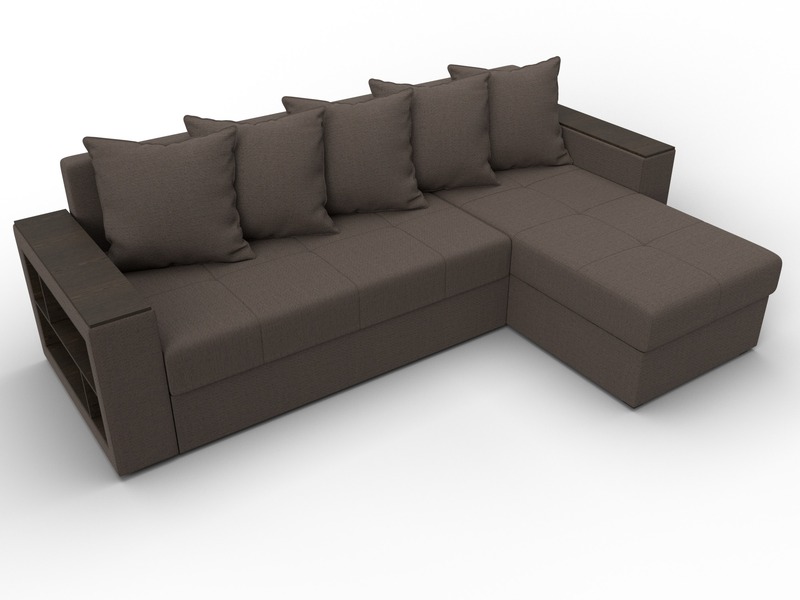 Диван угловой Дубай Лайт угол универсальный, Рогожка, Амур 05 коричневый