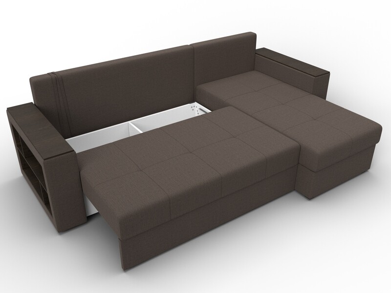 Диван угловой Дубай Лайт угол универсальный, Рогожка, Амур 05 коричневый