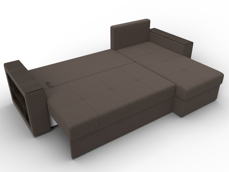 Диван угловой Дубай Лайт угол универсальный, Рогожка, Амур 05 коричневый