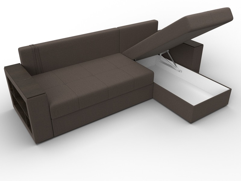 Диван угловой Дубай Лайт угол универсальный, Рогожка, Амур 05 коричневый