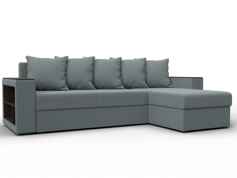 Диван угловой Дубай Лайт угол универсальный, Рогожка, Амур 07 серый