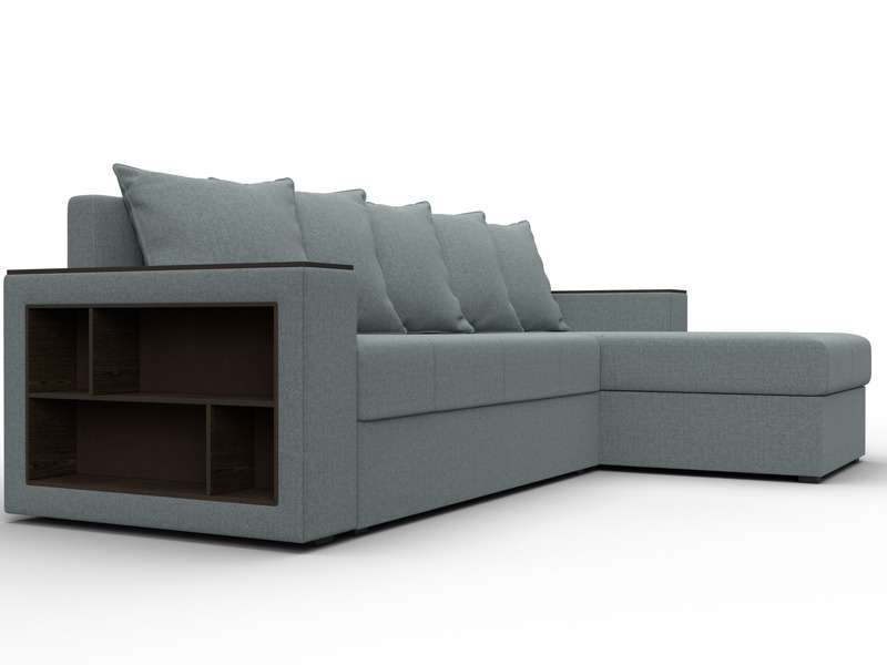 Диван угловой Дубай Лайт угол универсальный, Рогожка, Амур 07 серый