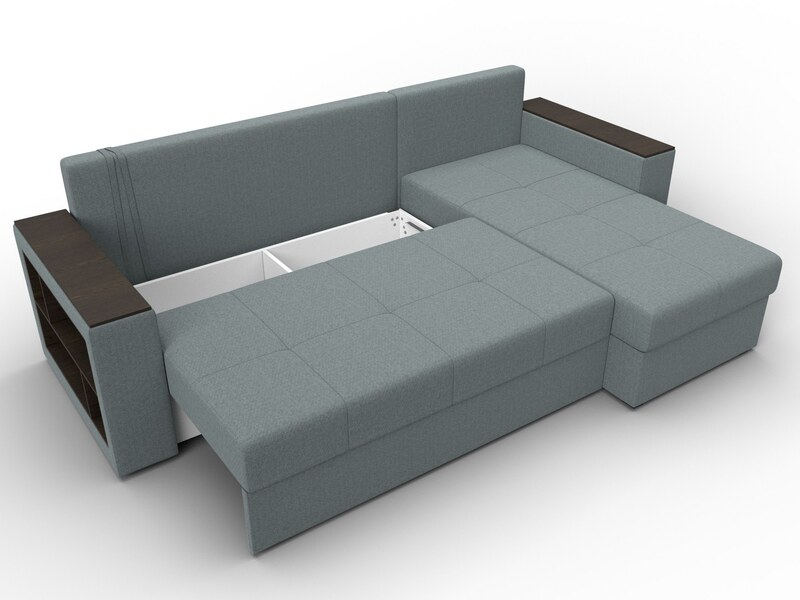 Диван угловой Дубай Лайт угол универсальный, Рогожка, Амур 07 серый