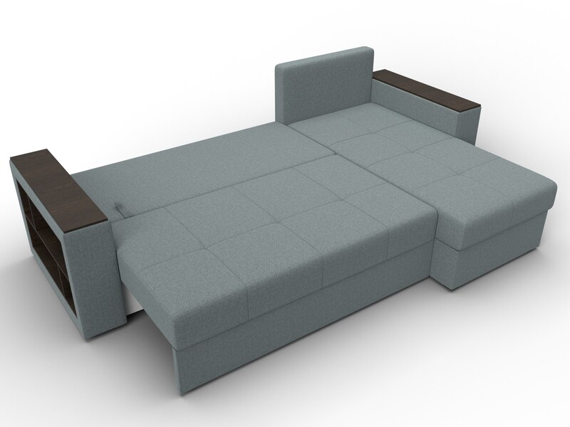 Диван угловой Дубай Лайт угол универсальный, Рогожка, Амур 07 серый