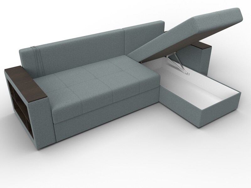 Диван угловой Дубай Лайт угол универсальный, Рогожка, Амур 07 серый