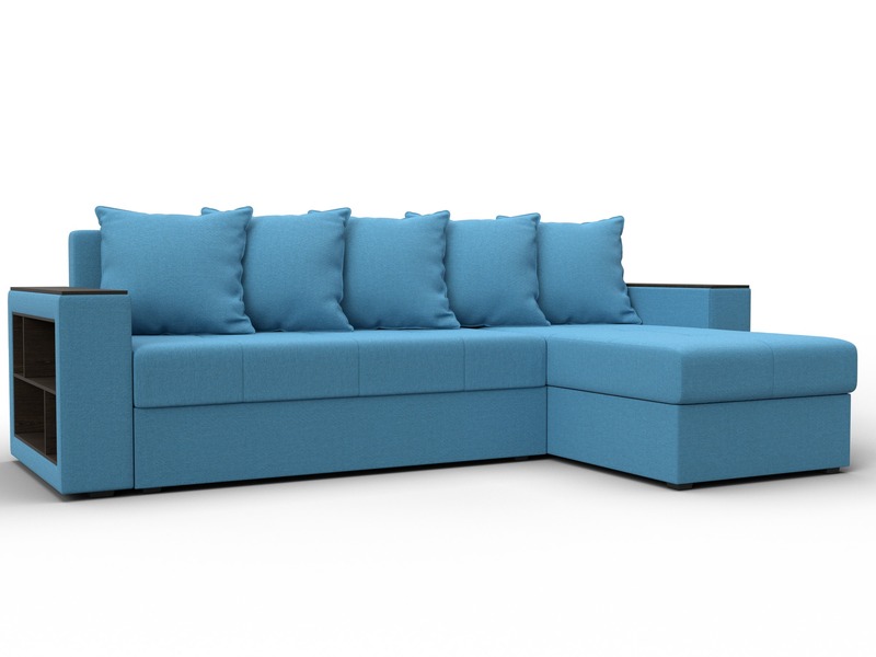 Диван угловой Дубай Лайт угол универсальный, Рогожка, Амур 10 голубой
