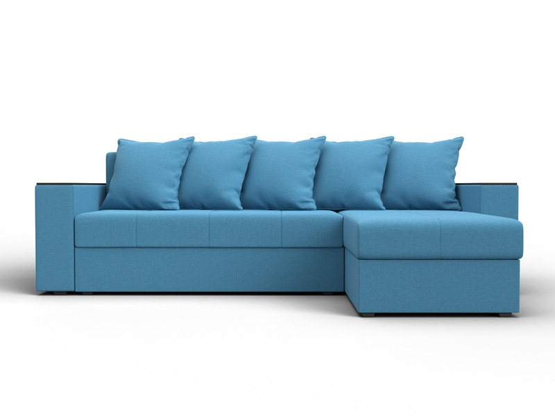 Диван угловой Дубай Лайт угол универсальный, Рогожка, Амур 10 голубой