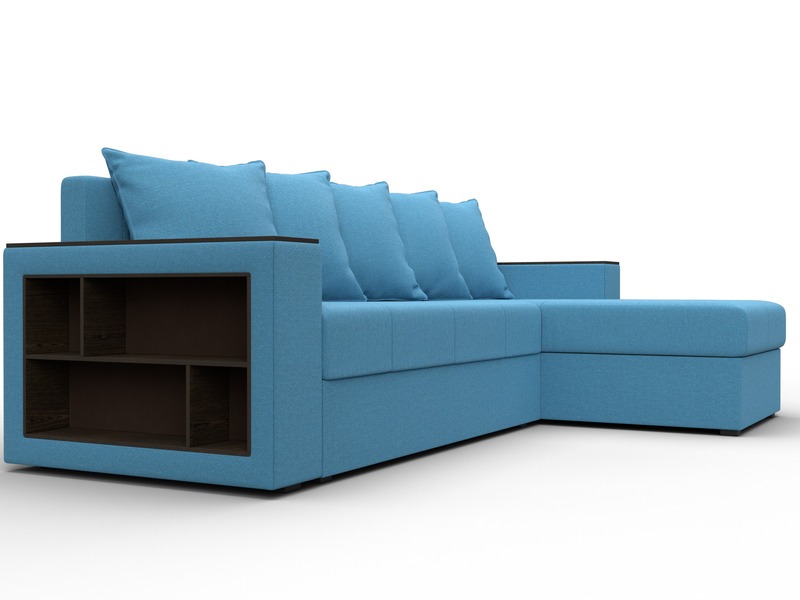 Диван угловой Дубай Лайт угол универсальный, Рогожка, Амур 10 голубой