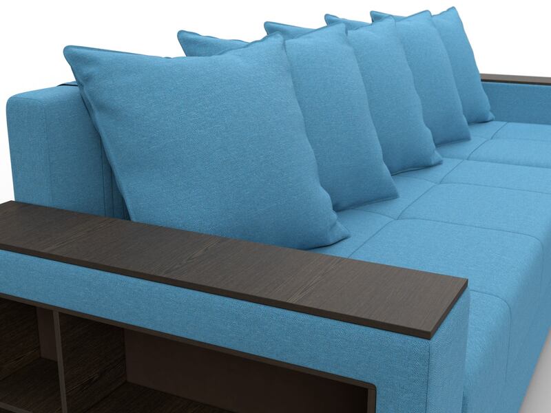 Диван угловой Дубай Лайт угол универсальный, Рогожка, Амур 10 голубой