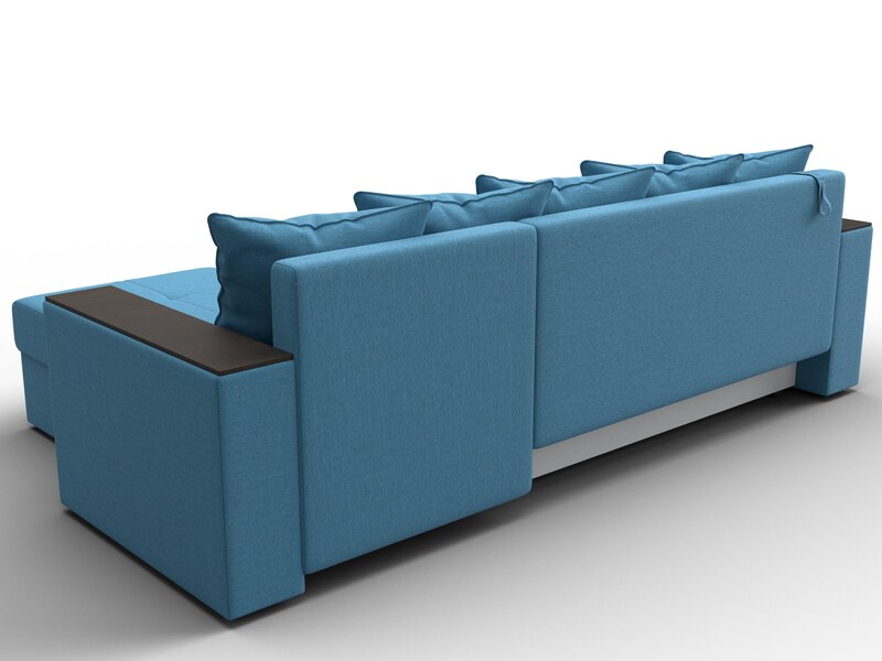 Диван угловой Дубай Лайт угол универсальный, Рогожка, Амур 10 голубой