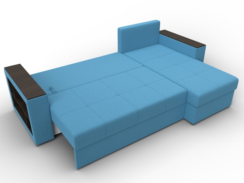 Диван угловой Дубай Лайт угол универсальный, Рогожка, Амур 10 голубой