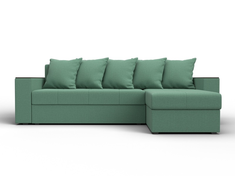 Диван угловой Дубай Лайт угол универсальный, Рогожка, Амур 11 зеленый