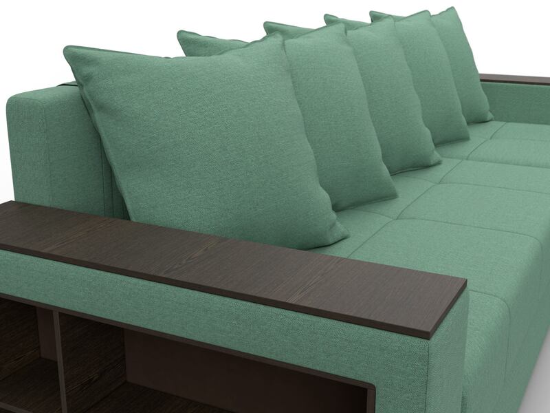 Диван угловой Дубай Лайт угол универсальный, Рогожка, Амур 11 зеленый