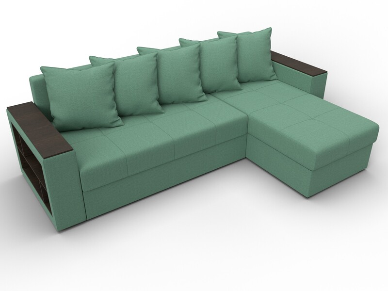 Диван угловой Дубай Лайт угол универсальный, Рогожка, Амур 11 зеленый