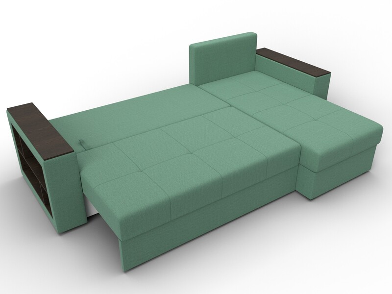 Диван угловой Дубай Лайт угол универсальный, Рогожка, Амур 11 зеленый