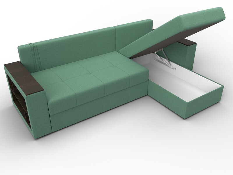 Диван угловой Дубай Лайт угол универсальный, Рогожка, Амур 11 зеленый