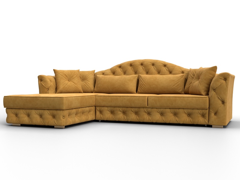 Диван угловой Артис левый угол, Велюр, BRUT 10 желтый