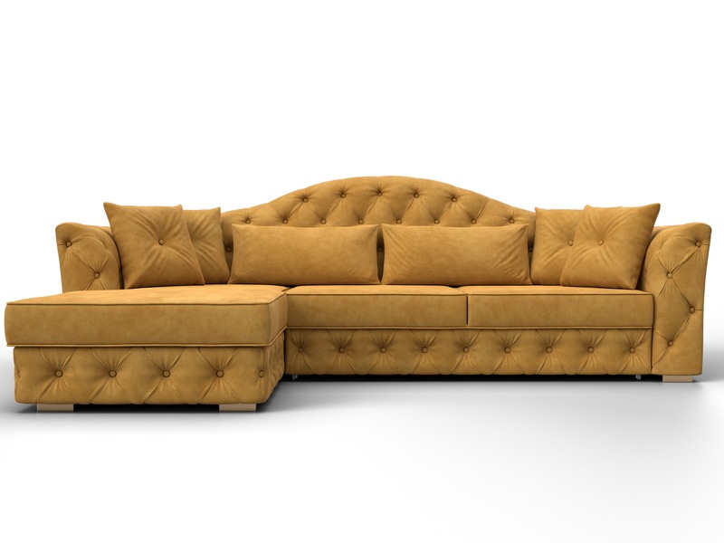 Диван угловой Артис левый угол, Велюр, BRUT 10 желтый