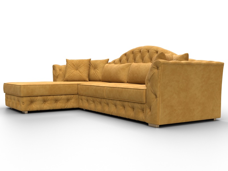 Диван угловой Артис левый угол, Велюр, BRUT 10 желтый