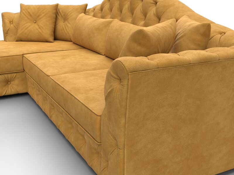 Диван угловой Артис левый угол, Велюр, BRUT 10 желтый