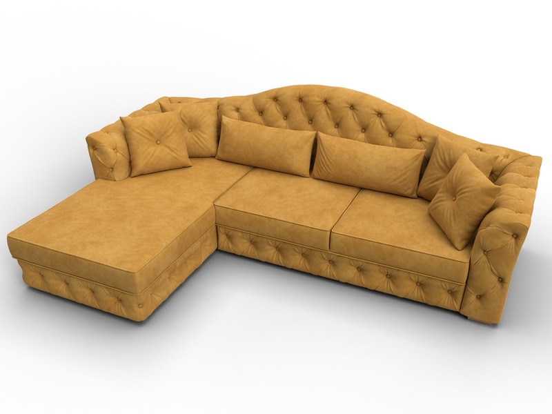 Диван угловой Артис левый угол, Велюр, BRUT 10 желтый