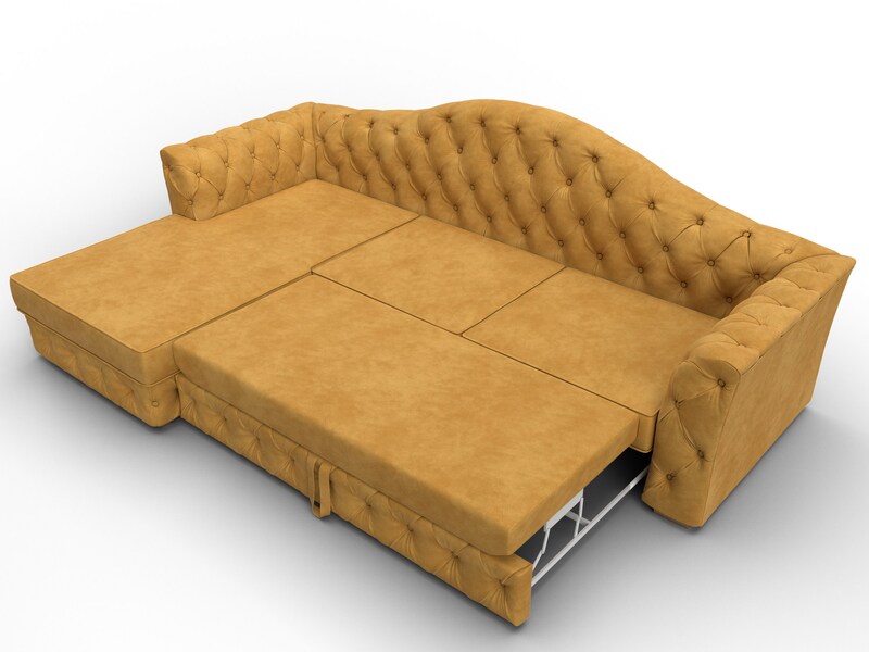 Диван угловой Артис левый угол, Велюр, BRUT 10 желтый