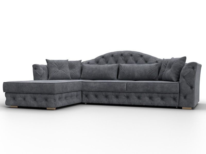 Диван угловой Артис левый угол, Велюр, BRUT 16 темно-серый