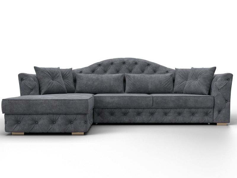 Диван угловой Артис левый угол, Велюр, BRUT 16 темно-серый