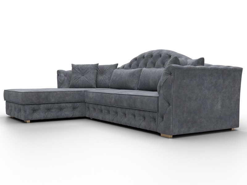 Диван угловой Артис левый угол, Велюр, BRUT 16 темно-серый
