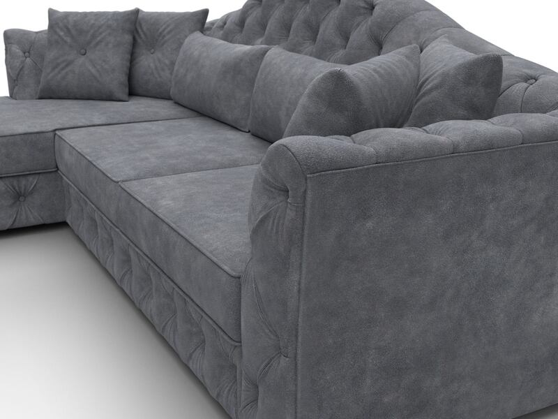 Диван угловой Артис левый угол, Велюр, BRUT 16 темно-серый