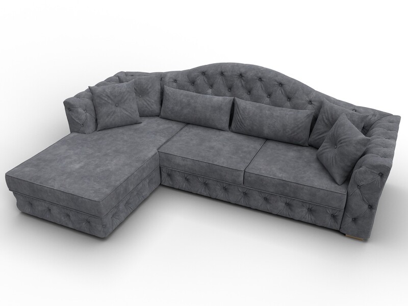 Диван угловой Артис левый угол, Велюр, BRUT 16 темно-серый