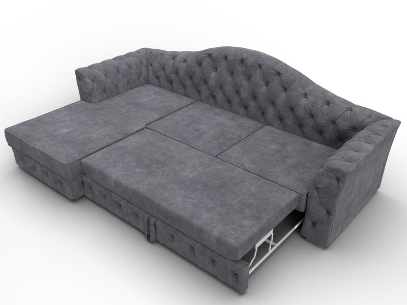 Диван угловой Артис левый угол, Велюр, BRUT 16 темно-серый