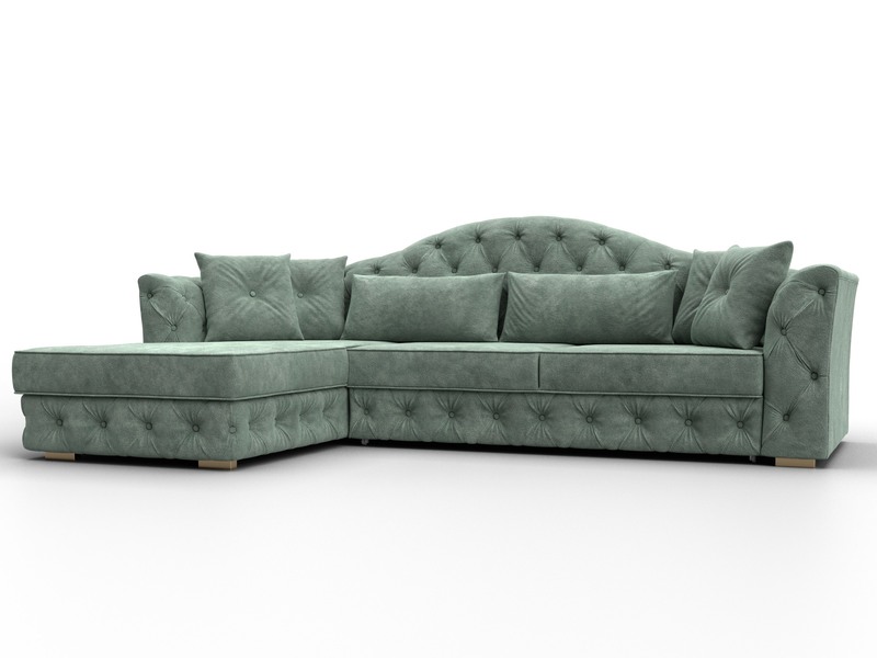 Диван угловой Артис левый угол, Велюр, BRUT 08 зеленый