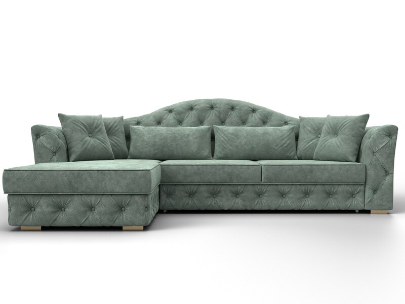 Диван угловой Артис левый угол, Велюр, BRUT 08 зеленый
