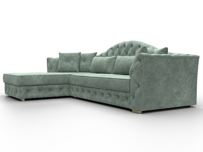 Диван угловой Артис левый угол, Велюр, BRUT 08 зеленый