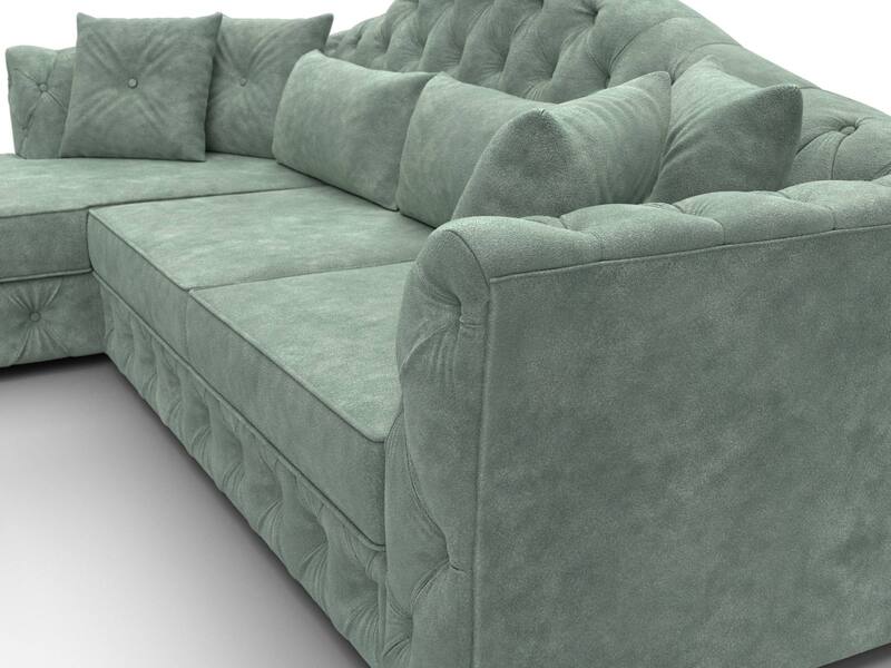 Диван угловой Артис левый угол, Велюр, BRUT 08 зеленый