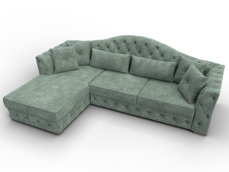 Диван угловой Артис левый угол, Велюр, BRUT 08 зеленый