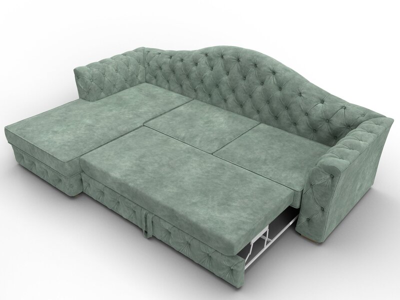 Диван угловой Артис левый угол, Велюр, BRUT 08 зеленый