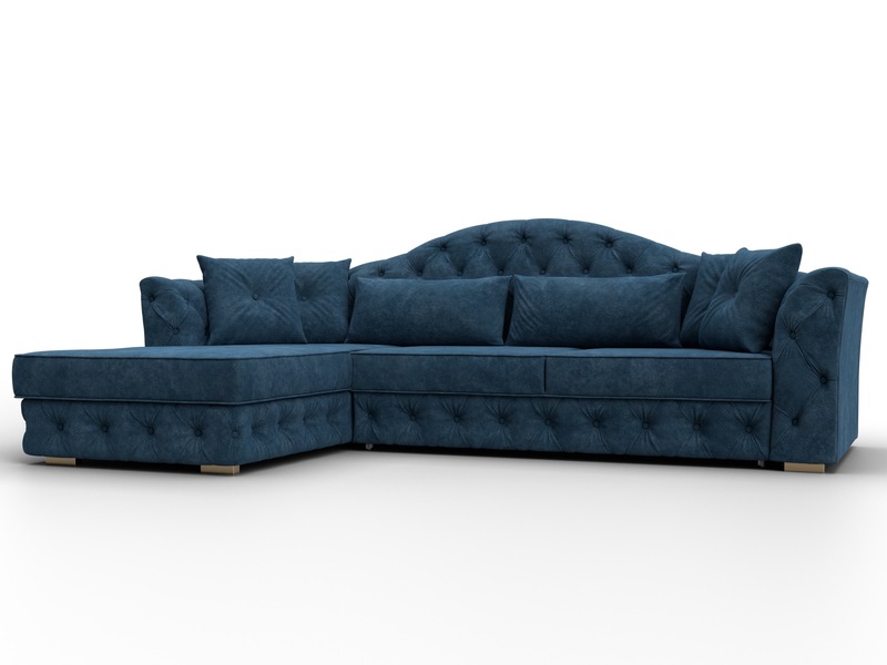 Диван угловой Артис левый угол, Велюр, BRUT 11 синий