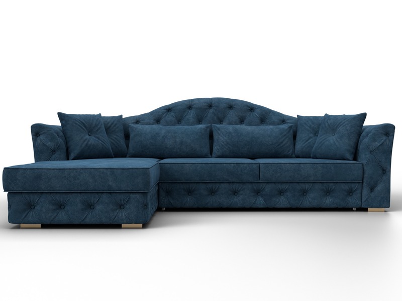 Диван угловой Артис левый угол, Велюр, BRUT 11 синий