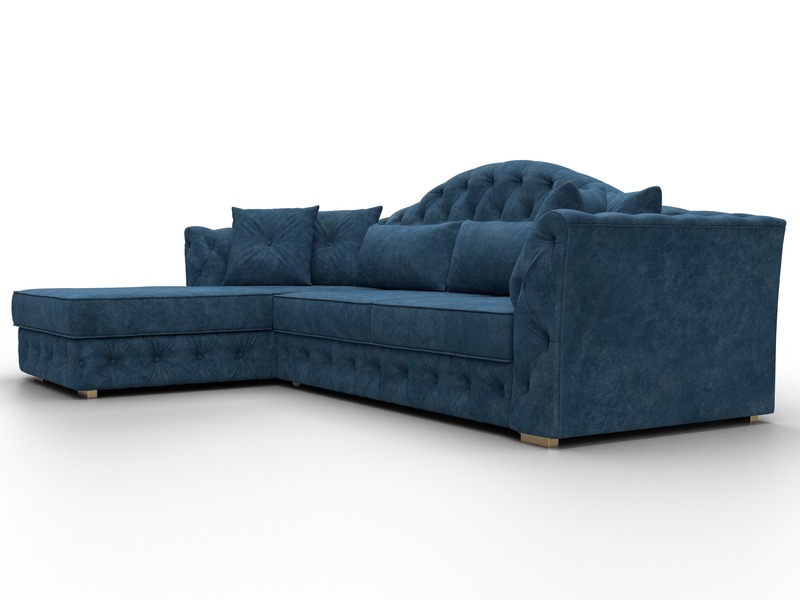 Диван угловой Артис левый угол, Велюр, BRUT 11 синий