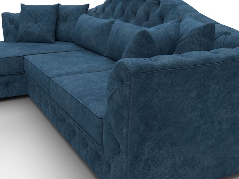 Диван угловой Артис левый угол, Велюр, BRUT 11 синий