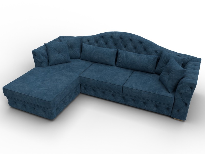 Диван угловой Артис левый угол, Велюр, BRUT 11 синий