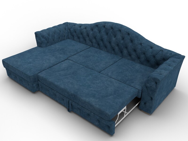 Диван угловой Артис левый угол, Велюр, BRUT 11 синий
