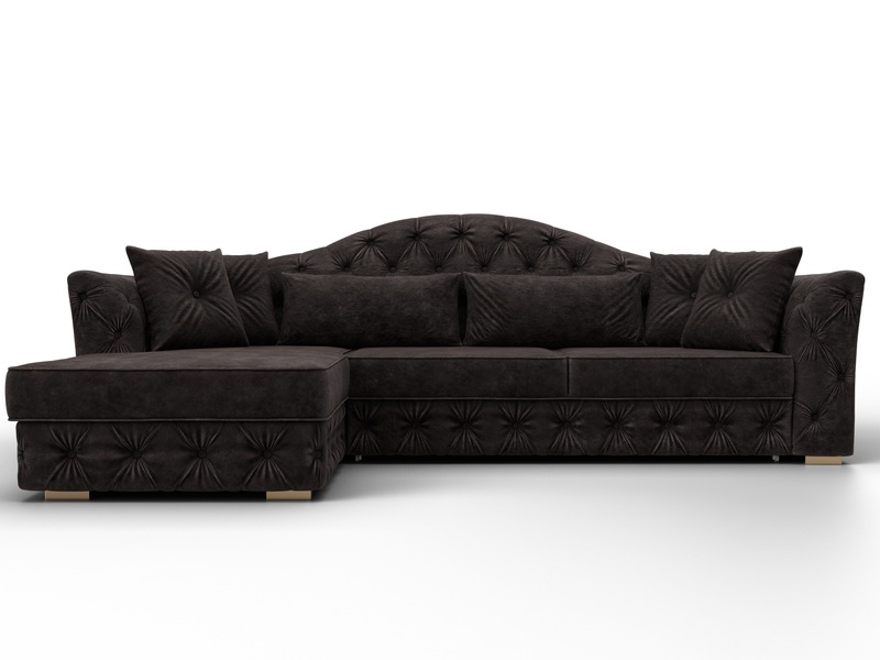 Диван угловой Артис левый угол, Велюр, BRUT 17 коричневый